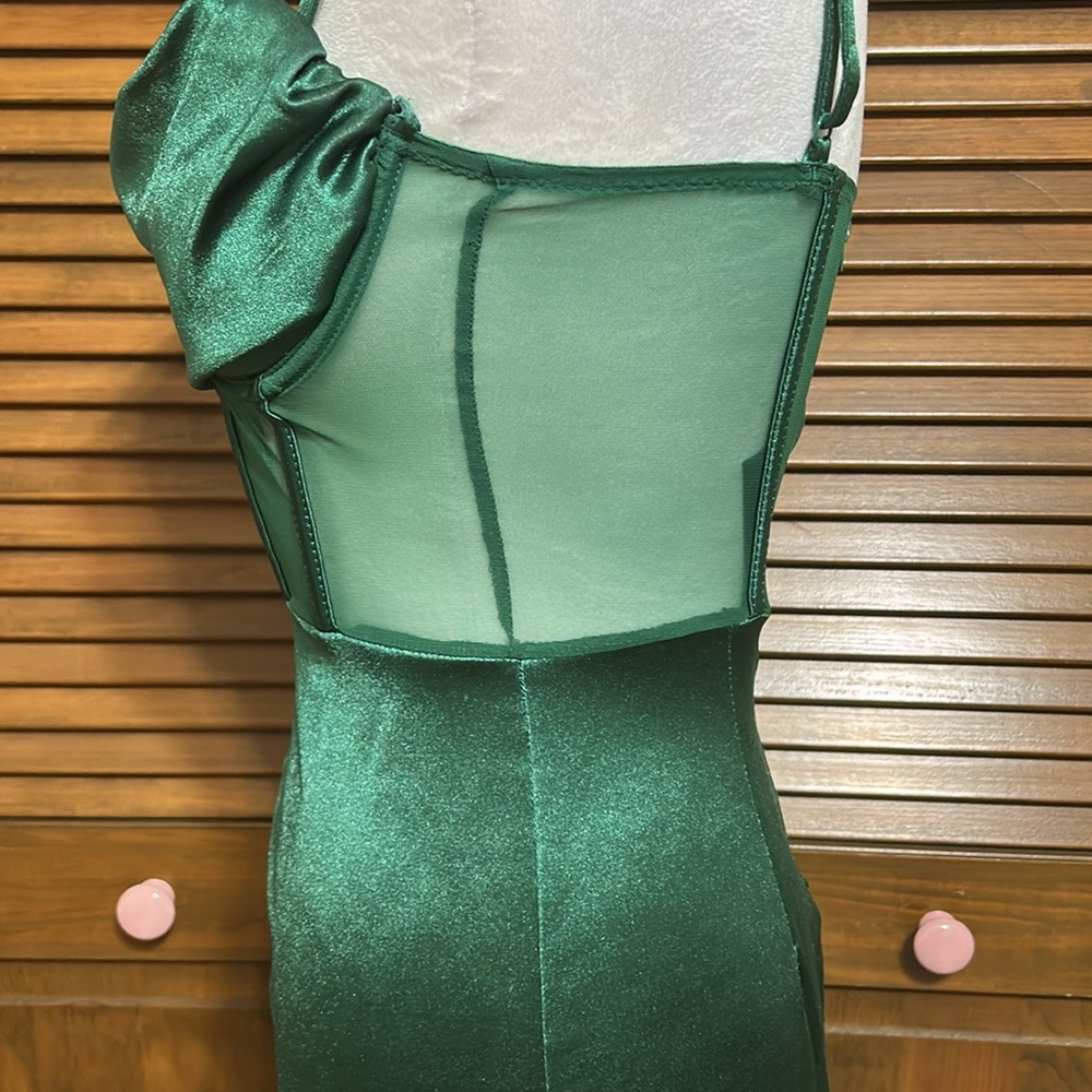 Windsor Elegant Green Evening Event Prom Corset Side Slit with Sash Gown Size S - Picture 6 of 10
